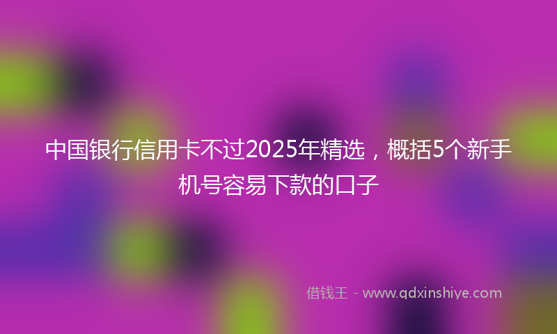 中国银行信用卡不过2025年精选，概括5个新手机号容易下款的口子