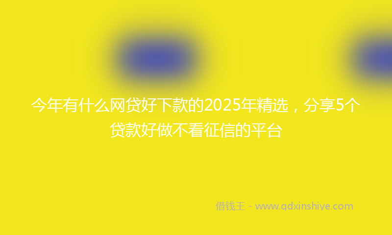 今年有什么网贷好下款的2025年精选，分享5个贷款好做不看征信的平台