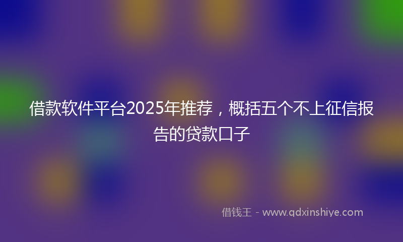 借款软件平台2025年推荐，概括五个不上征信报告的贷款口子