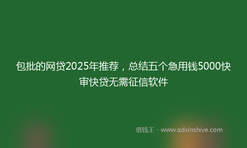 包批的网贷2025年推荐，总结五个急用钱5000快审快贷无需征信软件