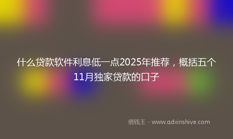 什么贷款软件利息低一点2025年推荐，概括五个11月独家贷款的口子