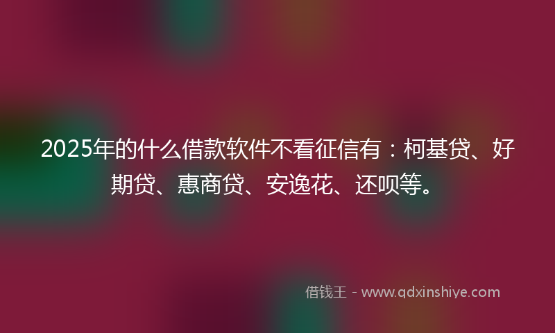 2025年的什么借款软件不看征信有：柯基贷、好期贷、惠商贷、安逸花、还呗等。