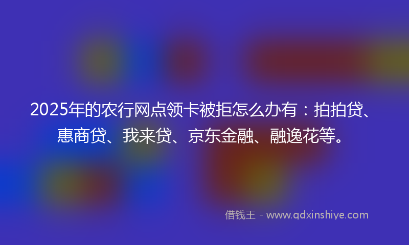 2025年的农行网点领卡被拒怎么办有：拍拍贷、惠商贷、我来贷、京东金融、融逸花等。