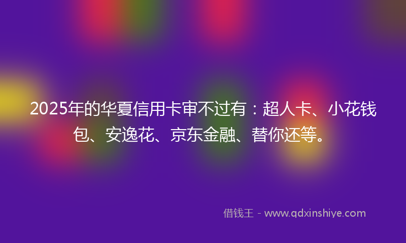 2025年的华夏信用卡审不过有：超人卡、小花钱包、安逸花、京东金融、替你还等。