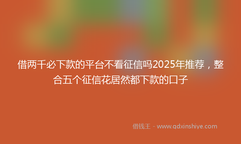 借两千必下款的平台不看征信吗2025年推荐，整合五个征信花居然都下款的口子