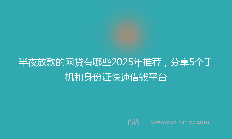 半夜放款的网贷有哪些2025年推荐，分享5个手机和身份证快速借钱平台