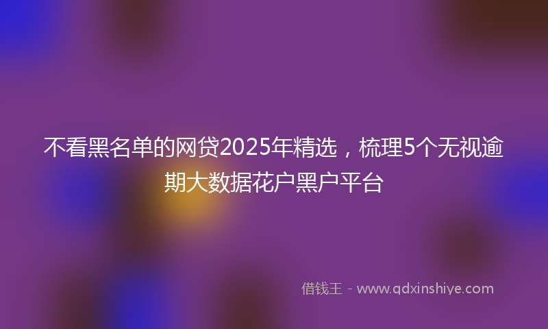 不看黑名单的网贷2025年精选，梳理5个无视逾期大数据花户黑户平台