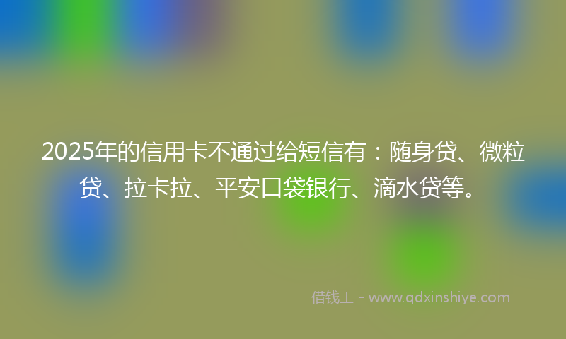 2025年的信用卡不通过给短信有：随身贷、微粒贷、拉卡拉、平安口袋银行、滴水贷等。