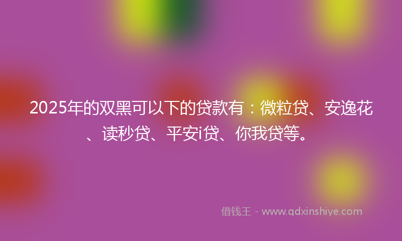 2025年的双黑可以下的贷款有：微粒贷、安逸花、读秒贷、平安i贷、你我贷等。