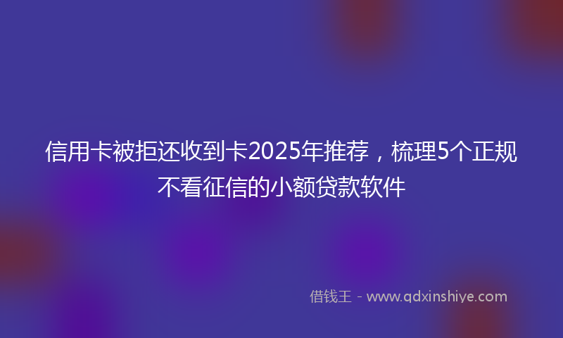 信用卡被拒还收到卡2025年推荐，梳理5个正规不看征信的小额贷款软件