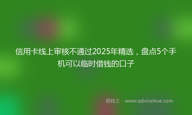 信用卡线上审核不通过2025年精选，盘点5个手机可以临时借钱的口子