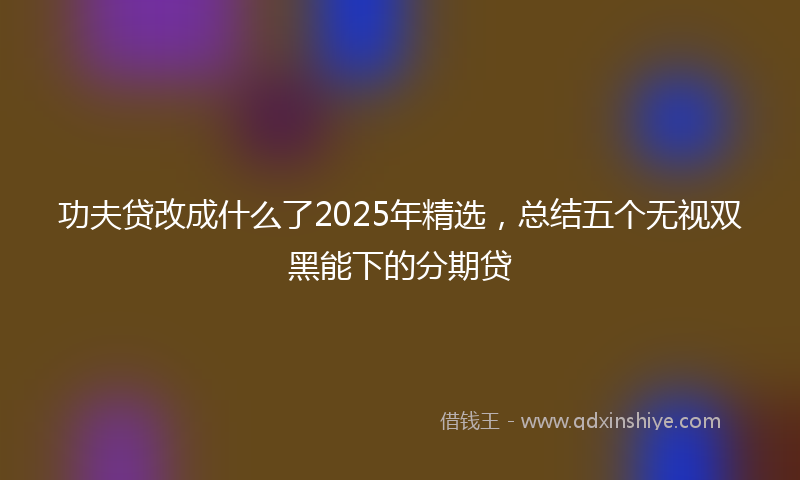 功夫贷改成什么了2025年精选，总结五个无视双黑能下的分期贷