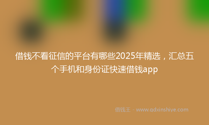 借钱不看征信的平台有哪些2025年精选，汇总五个手机和身份证快速借钱app