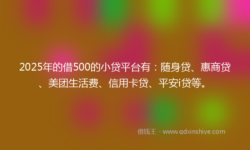 2025年的借500的小贷平台有：随身贷、惠商贷、美团生活费、信用卡贷、平安i贷等。