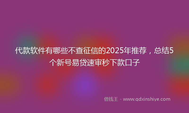 代款软件有哪些不查征信的2025年推荐，总结5个新号易贷速审秒下款口子