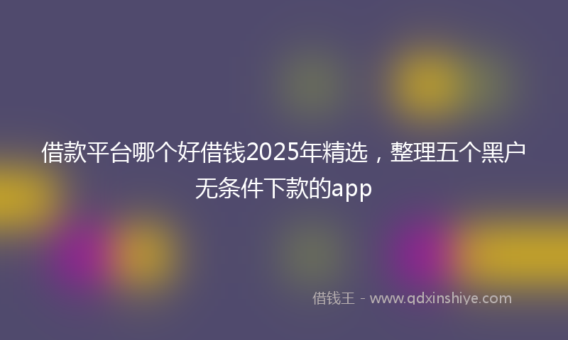 借款平台哪个好借钱2025年精选，整理五个黑户无条件下款的app