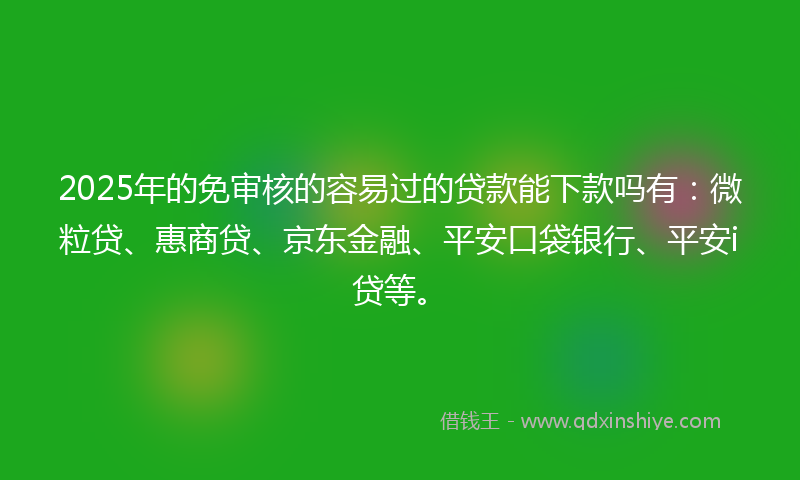 2025年的免审核的容易过的贷款能下款吗有：微粒贷、惠商贷、京东金融、平安口袋银行、平安i贷等。