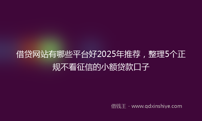 借贷网站有哪些平台好2025年推荐，整理5个正规不看征信的小额贷款口子