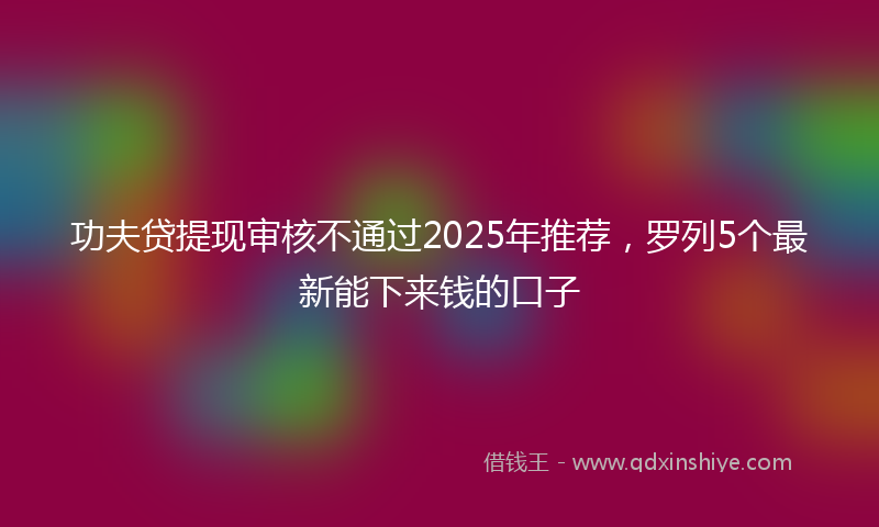 功夫贷提现审核不通过2025年推荐，罗列5个最新能下来钱的口子