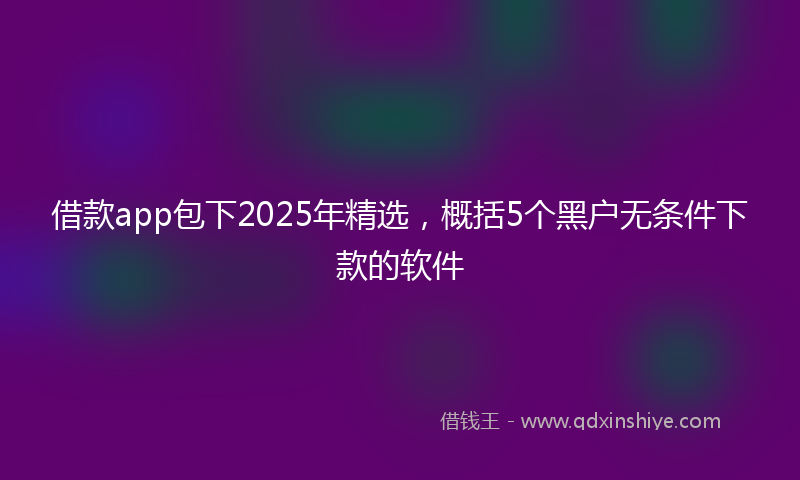 借款app包下2025年精选，概括5个黑户无条件下款的软件