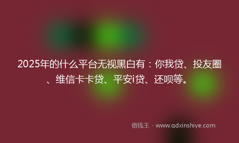 2025年的什么平台无视黑白有：你我贷、投友圈、维信卡卡贷、平安i贷、还呗等。