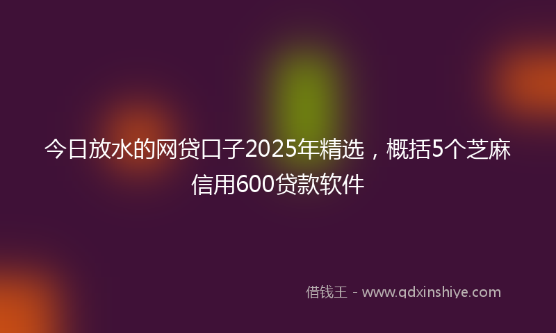 今日放水的网贷口子2025年精选，概括5个芝麻信用600贷款软件