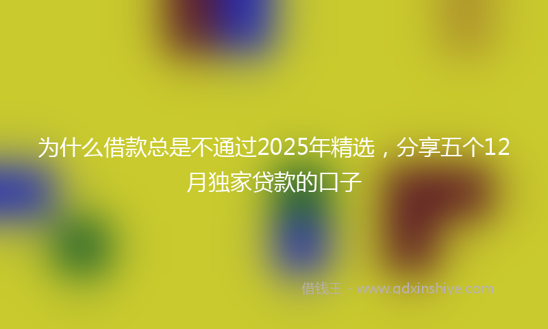 为什么借款总是不通过2025年精选，分享五个12月独家贷款的口子