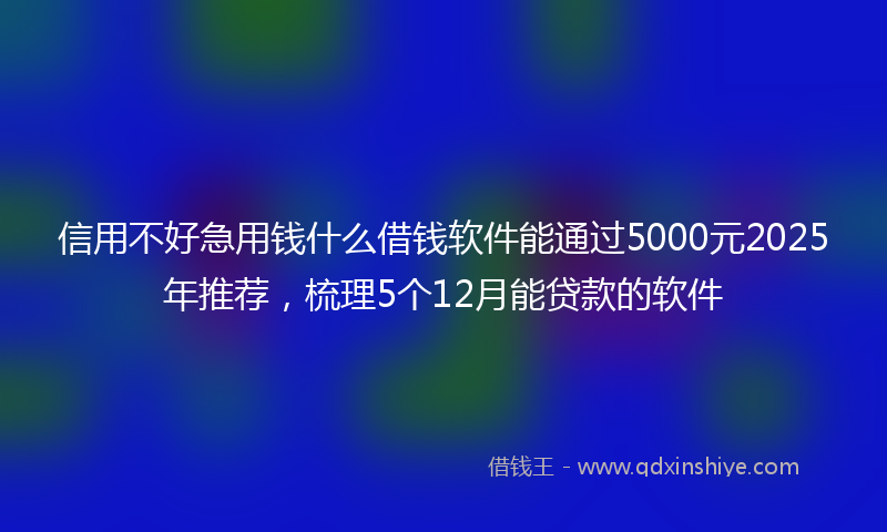 信用不好急用钱什么借钱软件能通过5000元2025年推荐，梳理5个12月能贷款的软件