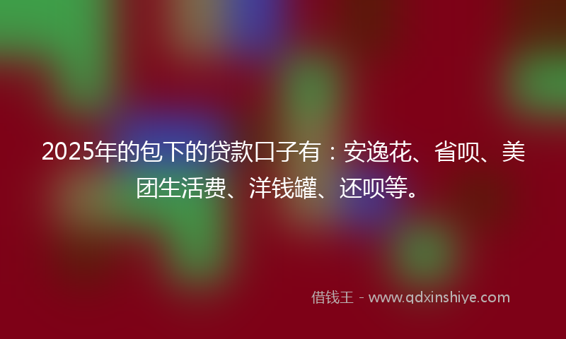 2025年的包下的贷款口子有：安逸花、省呗、美团生活费、洋钱罐、还呗等。