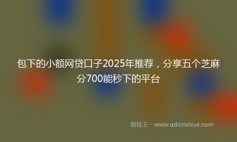 包下的小额网贷口子2025年推荐，分享五个芝麻分700能秒下的平台