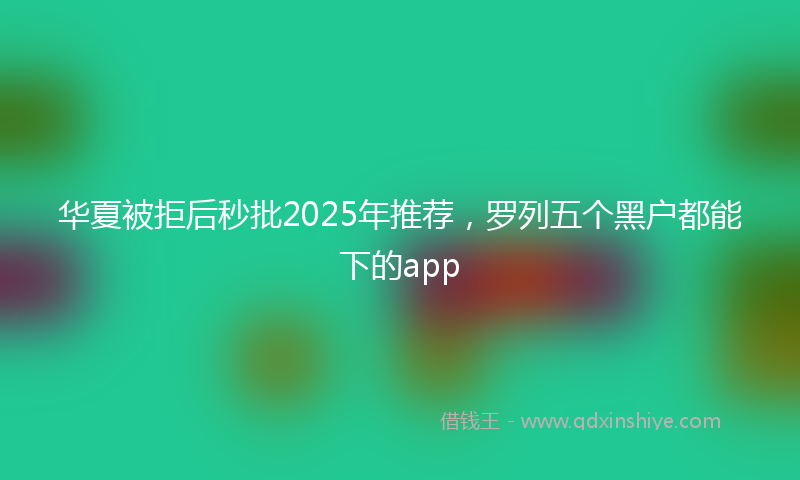 华夏被拒后秒批2025年推荐，罗列五个黑户都能下的app