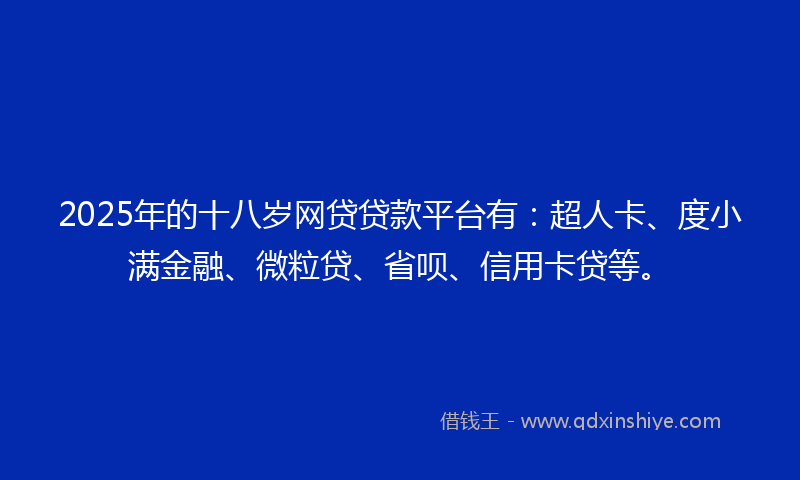 2025年的十八岁网贷贷款平台有：超人卡、度小满金融、微粒贷、省呗、信用卡贷等。