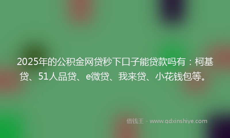 2025年的公积金网贷秒下口子能贷款吗有：柯基贷、51人品贷、e微贷、我来贷、小花钱包等。