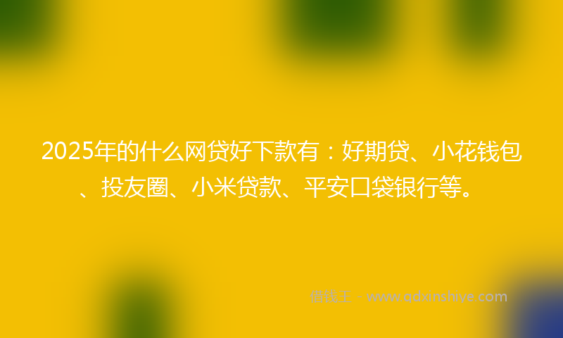 2025年的什么网贷好下款有：好期贷、小花钱包、投友圈、小米贷款、平安口袋银行等。
