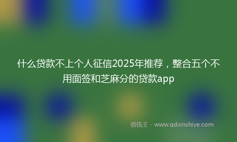 什么贷款不上个人征信2025年推荐，整合五个不用面签和芝麻分的贷款app