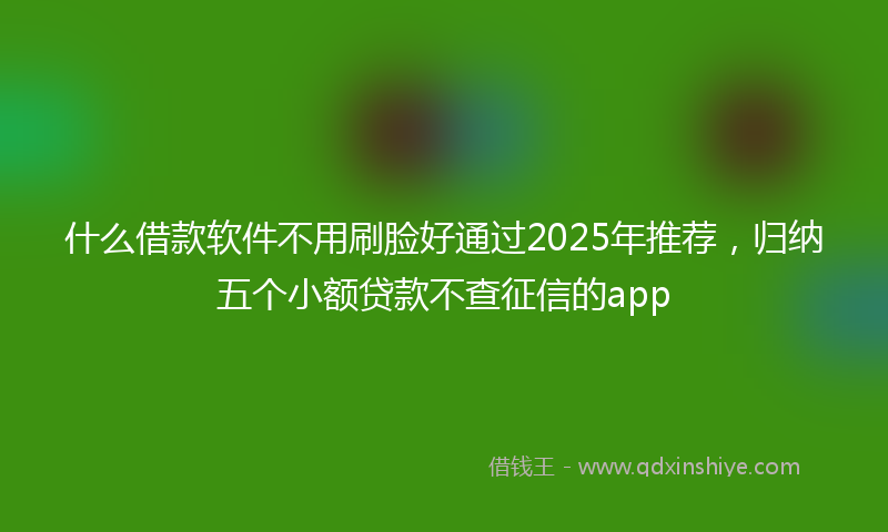 什么借款软件不用刷脸好通过2025年推荐，归纳五个小额贷款不查征信的app