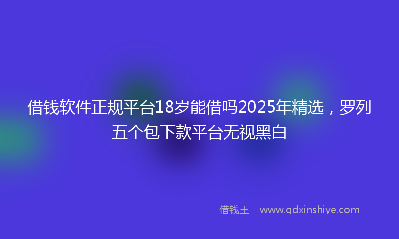 借钱软件正规平台18岁能借吗2025年精选，罗列五个包下款平台无视黑白