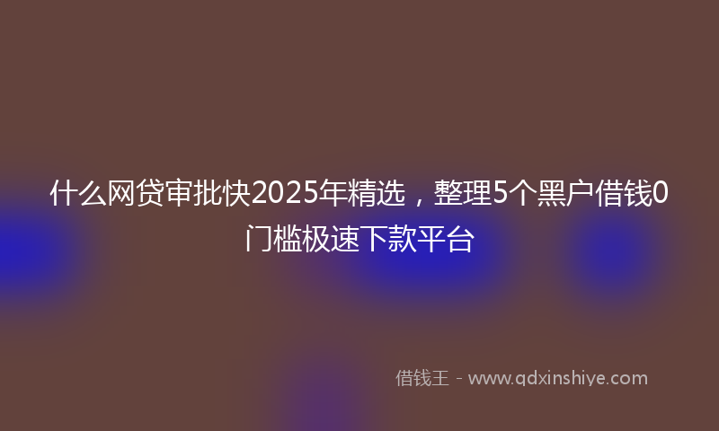 什么网贷审批快2025年精选，整理5个黑户借钱0门槛极速下款平台