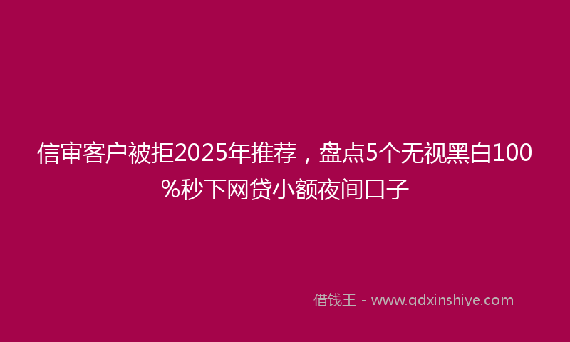 信审客户被拒2025年推荐，盘点5个无视黑白100%秒下网贷小额夜间口子