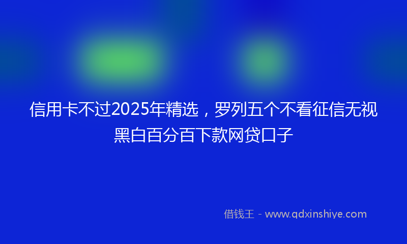 信用卡不过2025年精选，罗列五个不看征信无视黑白百分百下款网贷口子