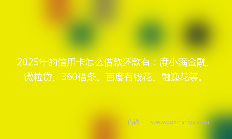 2025年的信用卡怎么借款还款有：度小满金融、微粒贷、360借条、百度有钱花、融逸花等。