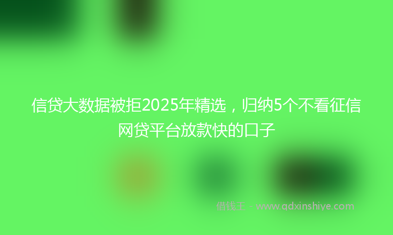 信贷大数据被拒2025年精选，归纳5个不看征信网贷平台放款快的口子