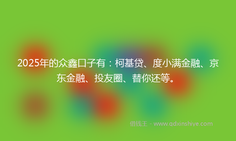 2025年的众鑫口子有：柯基贷、度小满金融、京东金融、投友圈、替你还等。