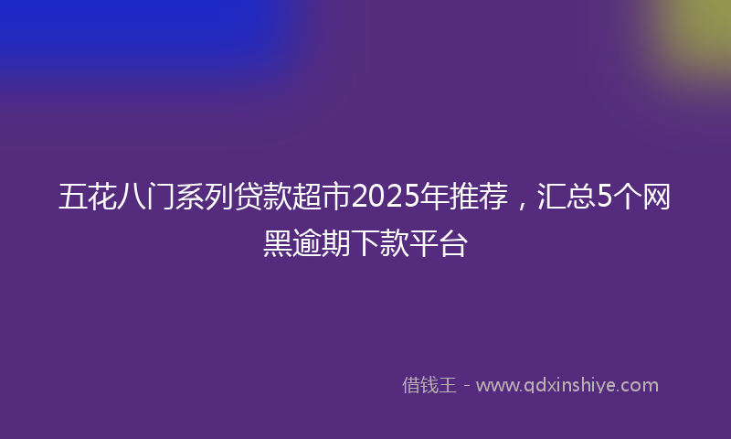 五花八门系列贷款超市2025年推荐，汇总5个网黑逾期下款平台