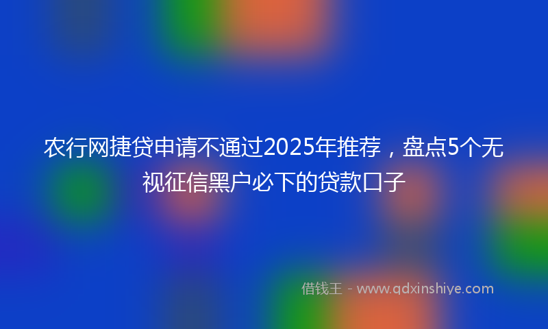 农行网捷贷申请不通过2025年推荐，盘点5个无视征信黑户必下的贷款口子