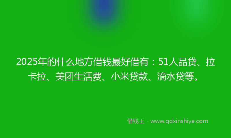 2025年的什么地方借钱最好借有：51人品贷、拉卡拉、美团生活费、小米贷款、滴水贷等。