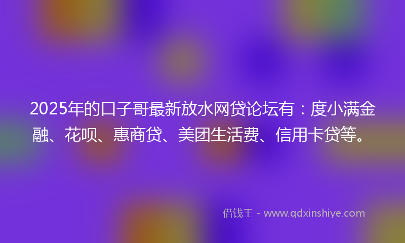 2025年的口子哥最新放水网贷论坛有：度小满金融、花呗、惠商贷、美团生活费、信用卡贷等。