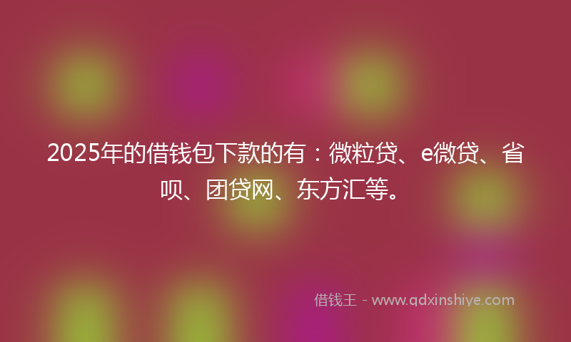2025年的借钱包下款的有：微粒贷、e微贷、省呗、团贷网、东方汇等。