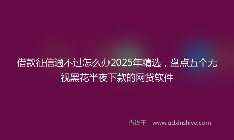 借款征信通不过怎么办2025年精选，盘点五个无视黑花半夜下款的网贷软件