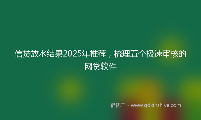 信贷放水结果2025年推荐，梳理五个极速审核的网贷软件